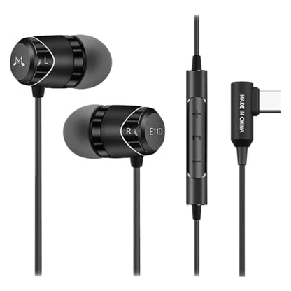 SoundMAGIC E11D USB-C in-Ear Stereo Headphones with 10mm Drivers, Metal Housing, L-Shaped Plug, in-Line Controller, HiFi Sound,Black