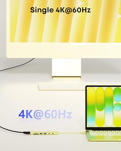 7-in-1 USB C Hub with 4K@60Hz HDMI, 2 USB-A, 1 USB-C, 100W PD Charging, SD 3.0 /TF 3.0 Card Reader, Compatible with MacBook Pro/Air/Neo, iPad Pro, iMac, iPhone 15-17 (Citrus) - color: Citrus