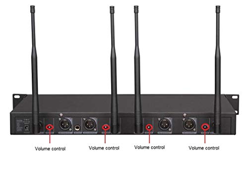 GTDaudio 4x800 Channels UHF Diversity Wireless Microphone System | Cordless Lavalier/Lapel/Headset, 400fts Range, 4 Body Packs