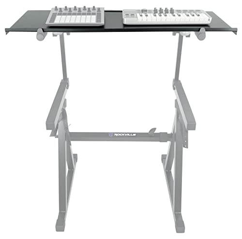 Rockville Z-Shelf Universal Utility Shelf for Z-Stand with Second Tier | Foam Edge Protection, Steel Construction, 7.3 lb Weight, Scratch-Resistant Design, Live Performance & DJ Setups