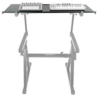 Rockville Z-Shelf Universal Utility Shelf for Z-Stand with Second Tier | Foam Edge Protection, Steel Construction, 7.3 lb Weight, Scratch-Resistant Design, Live Performance & DJ Setups