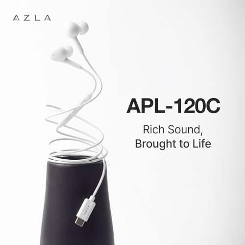AZLA APL-120C USB-C Wired Earbuds with Mic for Apple iPhone 17/16/15 | Wired Headphones with Mic Compatible with iPhone, Samsung, Android Devices with USB-C Outlets