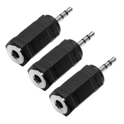 2.5mm to 3.5mm Audio Adapter, Female to Male Stereo Connector, 3-Pack, Black