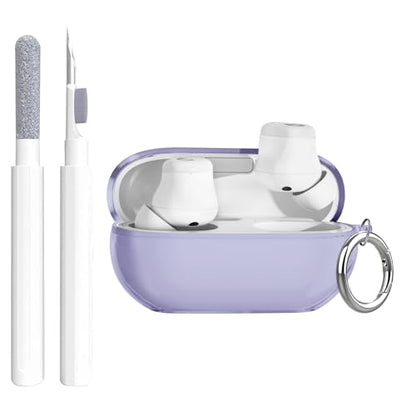 Aircawin for Beats Solo Buds Case Clear,TPU for Beats Solo Buds Cover 2024 | Shockproof Full Protective Soft Transparent TPU Cover for Beats Solo Earbuds with Keychain and Cleaning Pen-Violet - color: Light Purple