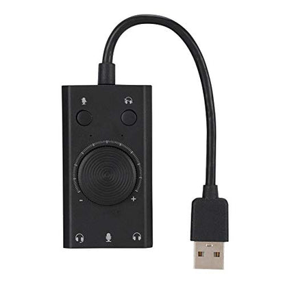 External Sound Card, USB Audio Adapter External Stereo Sound Card with 3.5mm Headphone and Microphone Jack, USB Multifunction Drive- Sound Card with Indicator