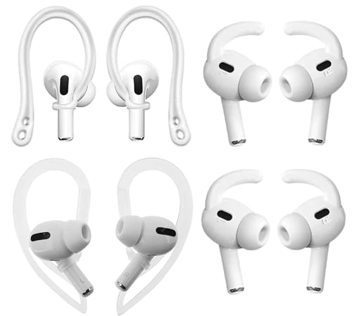 ALXCD Ear Hooks Compatible with AirPods Pro 3 2025 NEW, 1 Pair Adjustable Soft Earhook, 2 Pairs Silicon Ear Tips Hook, 1 Pair Silicon Ear Hook, Compatible with AirPods Pro 3 112 White - color: White