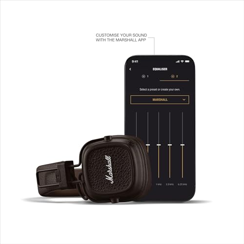 Marshall Major V Wireless On-Ear Bluetooth Headphones - 100+ Hr Playtime | Detachable Audio Cable | Microphone for Calls | Lightweight, Foldable Design for Travel - Brown - color: Brown