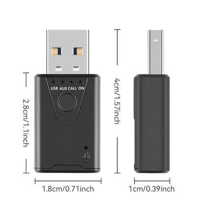 USB Bluetooth 5.4 Adapter for Car, Bluetooth Music Receiver Plug & Play, 3.5mm AUX Jack Car Kit Built-in Microphone for Hands-Free Calling Compatible with Speakers/Home Stereo,USB-Powered