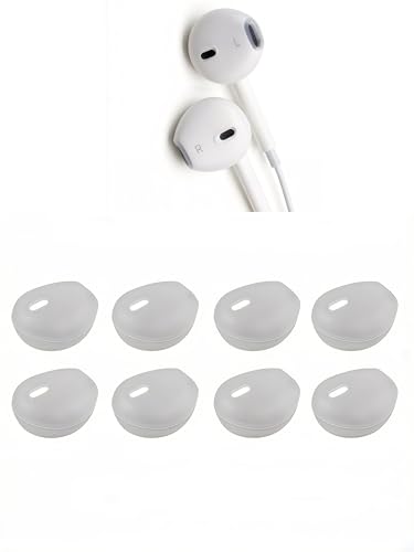 Ear Gel for iPhone EarPods, Anti-Slip Silicone Soft Replacement Sport Earbud Tips, 4 Pairs Ear Buds Covers Compatible with iPhone 7/6s/6 Plus/5s/5c/SE, Protective Ear Cover Tips for Wired Earphones