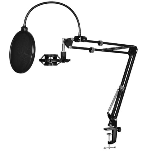 Metal Desk Clamp Universal C Shape Table Mounting Clamp for Microphone Suspension Boom Scissor Arm Stand Holder with Adjustable Screw Fits up to 2.16"/5.5cm Desktop Thickness-Black,White - color: white