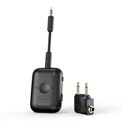 MEE audio Connect Air Pro Bluetooth Wireless Audio Transmitter & Receiver for AirPods or Bluetooth Headphones, 2-in-1 Adapter with Detachable Cable 3.5mm Aux Audio Jack for Airplanes, Auto, Gym, Black - color: Black, style: Connect Air Pro