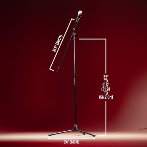 Gator Frameworks Rok-It Series Tripod Mic Stand Adjustable with 31.5" to 61.5" Height, Fully Collapsible for Convenient Travel (RI-MIC-520) - style: Standard Tripod