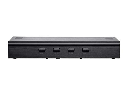 Monoprice SS-4 Premium 4 Channel Speaker Selector, with Impedance Protection, Supports 12-16 AWG Speaker Wire, Individual Zone On/Off Buttons, 138157, Black