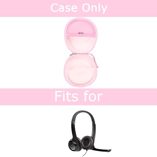 Mchoi Hard Protable Case Fits for Logitech H390 / Logitech Zone 301 Wired Headset, Case Only, Pink - color: Pink