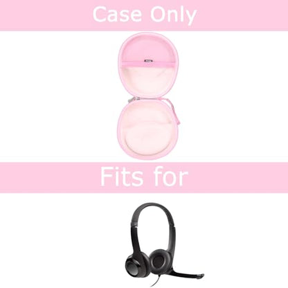 Mchoi Hard Protable Case Fits for Logitech H390 / Logitech Zone 301 Wired Headset, Case Only, Pink - color: Pink