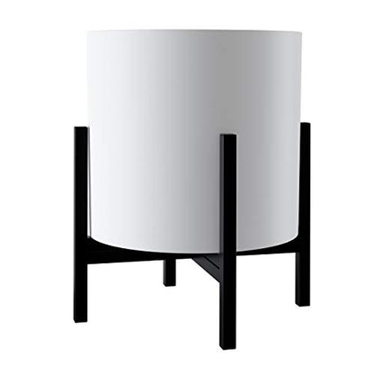 FaithLand Mid Century Plant Stand Indoor Outdoor(Plant Pot Not Included), Holds Planters with a Maximum Width of 14 Inch, Metal Planter Stand, Potted Plant Holder, Black - Width Not Adjustable - size: 14 inch