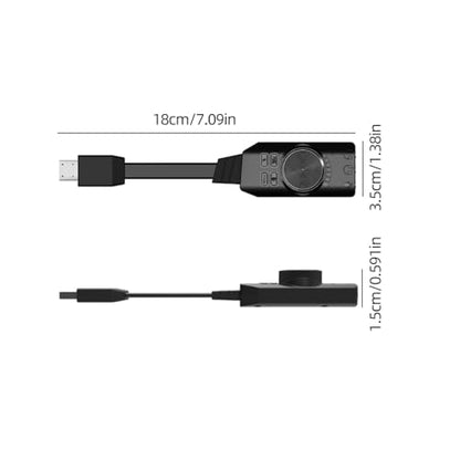 USB Sound Card Adapter with Volume Control External 7.1CH Audio Adapter for PC Laptop Gaming Headset, Black - color: Black