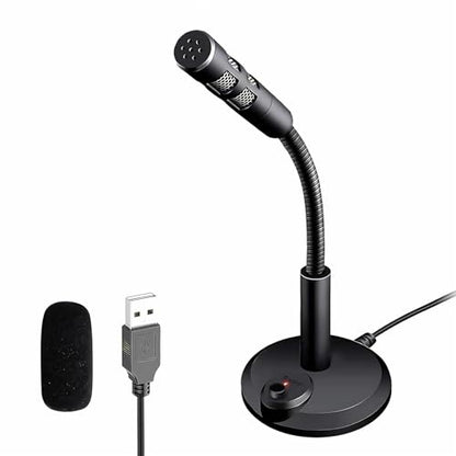 USB Computer Microphone,Plug and Play Desktop PC Laptop Microphone with Mute Button and LED Indicator for Streaming,Podcasting,Recording,Gaming,Skype,YouTube Mic for Mac or Window Black.