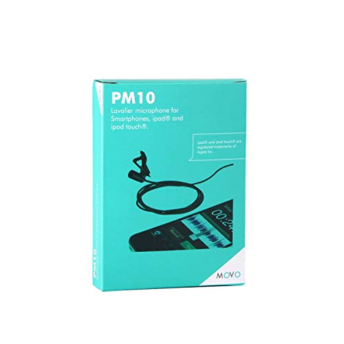 Movo PM10 Lavalier Microphone and Lapel Microphone for iPhone, iPad, Android, and Other Smartphones - Easy Clip on Mic Perfect for Recording a Podcast, Vlog, Interview, YouTube