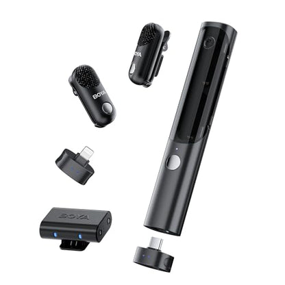 BOYA Magic-02 Wireless Lavalier Microphone, 30Hrs Battery,328FT Los Range,Safety Track&Limiter,4-in1 Mini Lapel Wireless Mic for Android iPhone Camera Laptop PC, Ai Noise Reduction for TikTok YouTube - style: Magic-02(USB-C/Lightning/3.5TRS)
