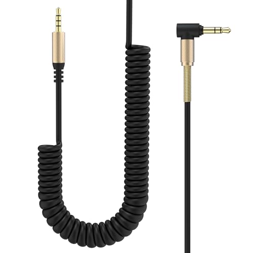 Replacement Coiled Spring Audio Cable Compatible with Bose 700 QuietComfort Ultra QC45 QC35II QC35 QC25 NC 700 Soundlink Soundtrue Noise Cancelling Headphones (Gold) - color: black