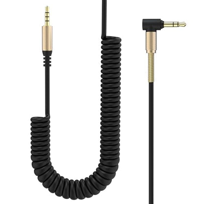 Replacement Coiled Spring Audio Cable Compatible with Bose 700 QuietComfort Ultra QC45 QC35II QC35 QC25 NC 700 Soundlink Soundtrue Noise Cancelling Headphones (Gold) - color: black