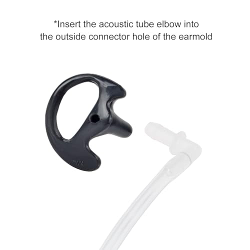 Replacement Earmold for Acoustic Coil Tube Earpiece(2Pairs Black) | Ear Mold Earbud for Motorola Midland Baofeng Walkie Talkie Clear Tube Headset - color: Black