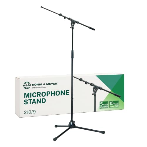 K&M König & Meyer 21090.500.55 Tripod Microphone Stand - Adjustable Telescoping 2-Piece Boom Arm - Professional Grade - Heavy Duty with Folding Leg Base - German Made Black - color: Black, style: Tall (35"-63")