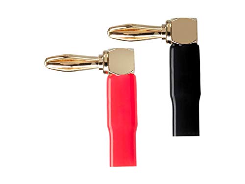Monoprice 10 Pair Right Angle 24k Gold Plated Banana Speaker Wire Cable Screw Plug Connectors (121915) Black/Red - style: 10 Pack