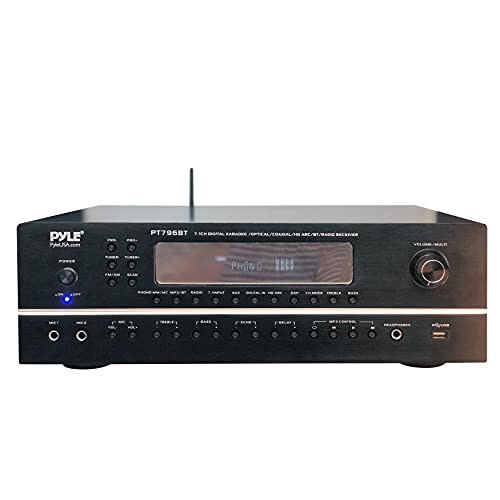 Pyle 7.1-Channel Hi-Fi Bluetooth Stereo Amplifier - 2000 Watt AV Home Theater Speaker Subwoofer Surround Sound Receiver w/Radio, USB, RCA, HDMI, MIC in, Supports 4K UHD TV, 3D, Blu-Ray - PT796BT.5