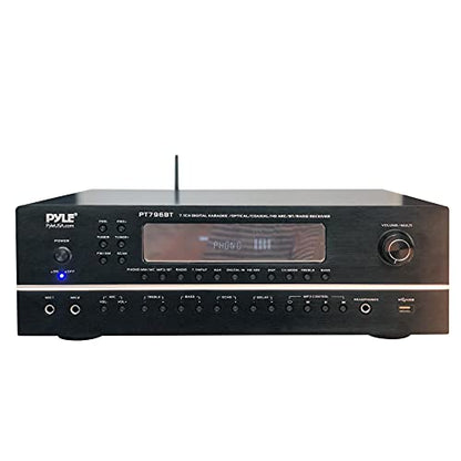 Pyle 7.1-Channel Hi-Fi Bluetooth Stereo Amplifier - 2000 Watt AV Home Theater Speaker Subwoofer Surround Sound Receiver w/Radio, USB, RCA, HDMI, MIC in, Supports 4K UHD TV, 3D, Blu-Ray - PT796BT.5