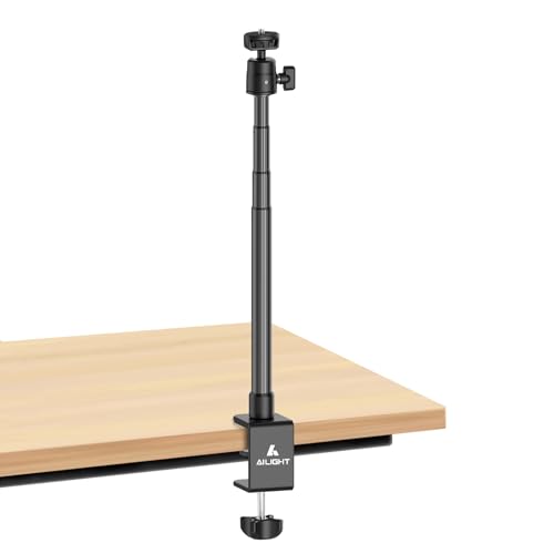Ailight Adjustable Desk Camera Mount & Webcam Stand 10.8"-31.1" | 1/4" Screw, C-Clamp Base, Overhead Tripod, Compatible with DSLR Logitech Obsbot insta360 Anker and Others - size: TS6001