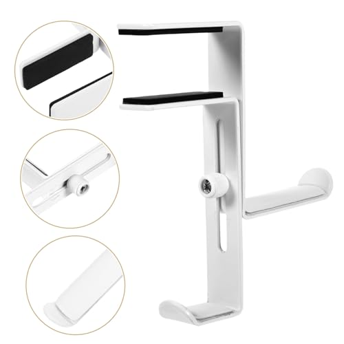 Desk Clamp Headphone Hanger Stand Metal Headphone Rack Non-Slip Pad for Multiple Space-Saving - color: White