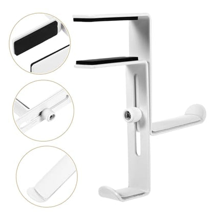 Desk Clamp Headphone Hanger Stand Metal Headphone Rack Non-Slip Pad for Multiple Space-Saving - color: White