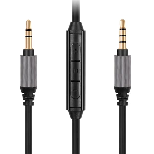FAAEAL WH-1000XM5 Audio Cable Compatible with Sony WH-1000XM4/XM3 MDR-1AM2 Technica ATH-M50xBT ATH-ANC7B Headphones,in-line mic Control Extension Aux Cord 4.9ft w/mic - color: Black(4.9ft w/mic)