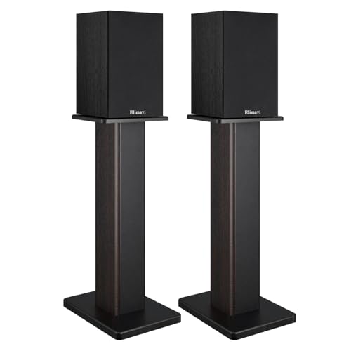 Elimavi 22.64" Universal Floor Speaker Stands Pair, 150 lb Capacity, Black | Non-Slip Pads and Cable Ties, Easy Assembly for Bookshelf, Satellite and Studio Monitor Speakers - color: Black