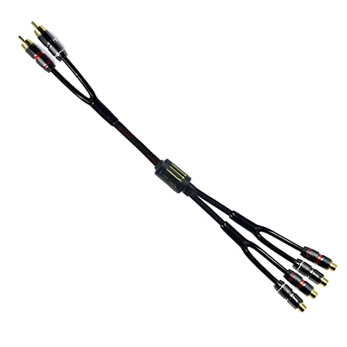 Arklove 5ft Shielded RCA Plug Splitter Stereo Audio Video Cable 2 Male to 4 Female Dual Speaker Y Adapter Connector Extension Cord 24k Gold Plated 1 Input 2 Output - size: 5ft, style: 2male to 4female