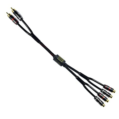 Arklove 1.5ft Shielded RCA Plug Splitter Stereo Video Audio Cable 2 Male to 4 Female Dual Speaker Y Adapter Connector Extension Cord 24k Gold Plated 1 Input 2 Output - size: 1.5ft, style: 2male to 4female