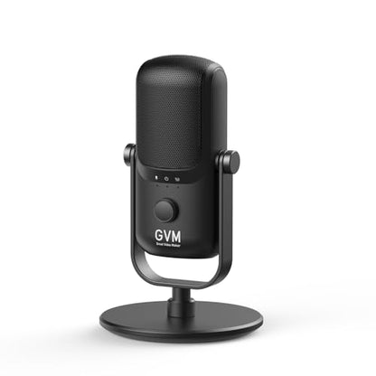 GVM USB-C Condenser Microphone for Podcast & Streaming, Plug & Play PC Mic with Gain Control, Mute Function & Metal Stand for YouTube, Voice Over, Online Meetings