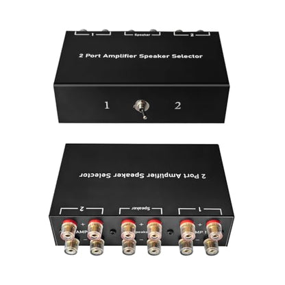 Dingsun 2-Way Audio Switcher Can Support Two Amplifiers, One Audio or One Amplifier, Speaker Switcher Selector Switch Splitter Loudspeaker Control Combiner Box 2(1)-in-1(2)-Out
