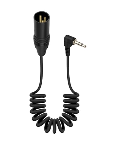 GELRHONR Right Angle 3.5mm to 3 pin XLR Male Coiled Cable 1.6FT, XLR to 1/8 Inch TRS Audio Microphone Cable(Male Black) - color: XLR Male Black