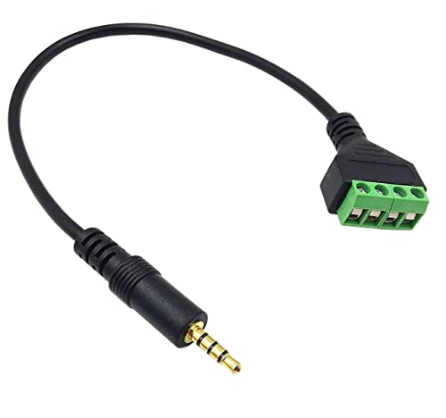 Gold Plated 3.5mm (1/8") 4 Pole TRRS Stereo Audio Balanced Male Jack to AV 4 Pin Screw Video Balun Terminal Adapter Connector Cable 30cm/1FT (3.5mm M/4pin) - color: 3.5mm M/4pin
