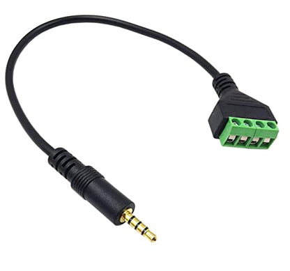 Gold Plated 3.5mm (1/8") 4 Pole TRRS Stereo Audio Balanced Male Jack to AV 4 Pin Screw Video Balun Terminal Adapter Connector Cable 30cm/1FT (3.5mm M/4pin) - color: 3.5mm M/4pin