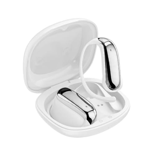 On-Ear Wireless Earbuds Lightweight Ear-Mounted Headphones White | Bluetooth 6.0, IPX5 Sweat Resistant, 8H Playtime, Ear-hanging design Secure Comfortable Fit - color: White