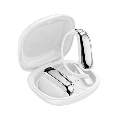 On-Ear Wireless Earbuds Lightweight Ear-Mounted Headphones White | Bluetooth 6.0, IPX5 Sweat Resistant, 8H Playtime, Ear-hanging design Secure Comfortable Fit - color: White