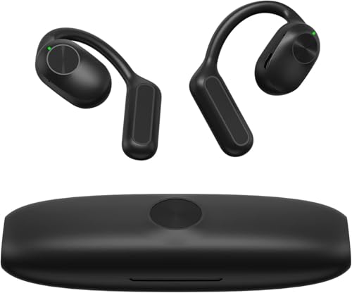 Sainellor 2025 Latest Open-Ear Air Conduction Headphones, 56H Playtime Bluetooth 5.2 Wireless Earbuds, IPX5 Waterproof Sport Earphones, Touch Control, Noise Isolating Running Headset (Black)
