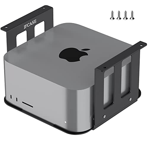 IFCASE Aluminum Under Desk Mount for Mac Studio M4 M3 M2 M1 Max, Ultra with Anti-Scratch Pad (Black) - color: Black
