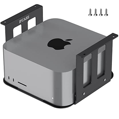 IFCASE Aluminum Under Desk Mount for Mac Studio M4 M3 M2 M1 Max, Ultra with Anti-Scratch Pad (Black) - color: Black