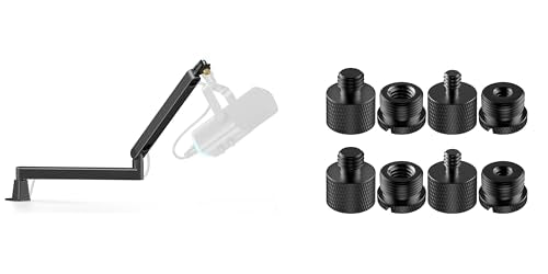 InnoGear 360° Rotatable Low Profile Mic Stand with Cable Management & 8 Pieces Mic Stand Adapter 5/8 Female to 3/8 Male 3/8 Female to 5/8 Male 5/8 Female to 1/4 Male 1/4 Female to 5/8 Male