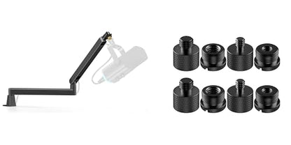 InnoGear 360° Rotatable Low Profile Mic Stand with Cable Management & 8 Pieces Mic Stand Adapter 5/8 Female to 3/8 Male 3/8 Female to 5/8 Male 5/8 Female to 1/4 Male 1/4 Female to 5/8 Male